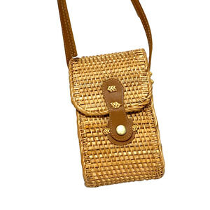Woven Wicker Basket Purse Straw Crossbody Shoulderbag Casual Cottage Core Bag